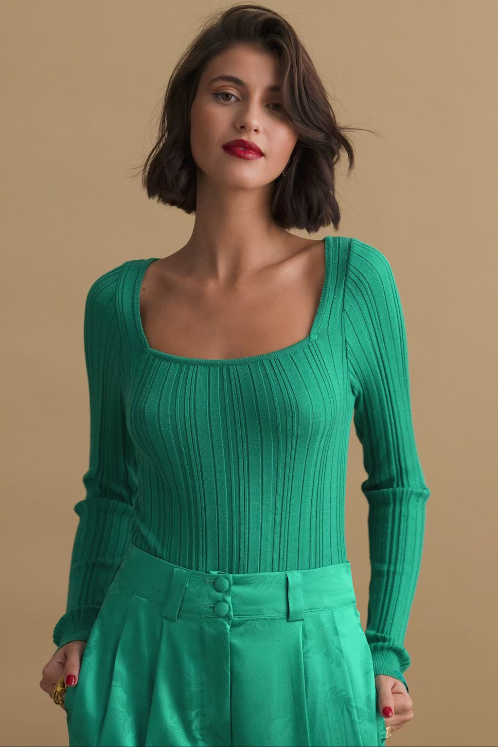 karavan clothing fashion KRVN well i did fall winter 24 25 emilia knitted bodysuit green