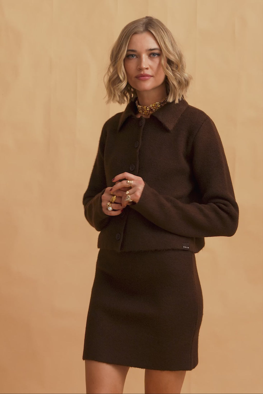 karavan clothing fashion fall winter 25 homecoming krvn collection abigail knitted top brown