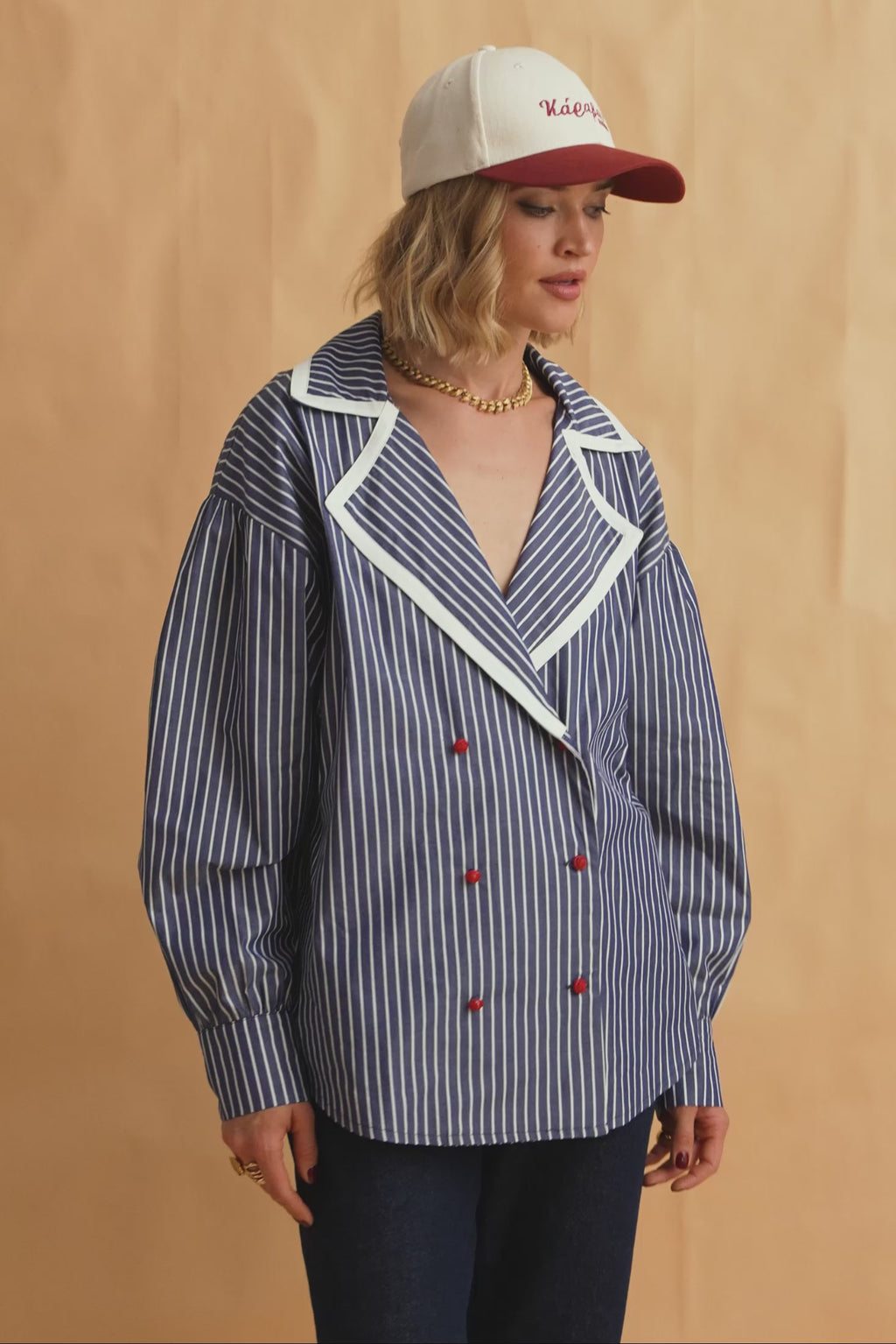 karavan clothing fashion fall winter 25 homecoming collection anais shirt blue stripes