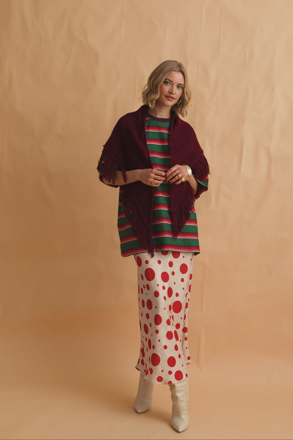 karavan clothing fashion fall winter 25 homecoming collection eloise skirt ivory polka red