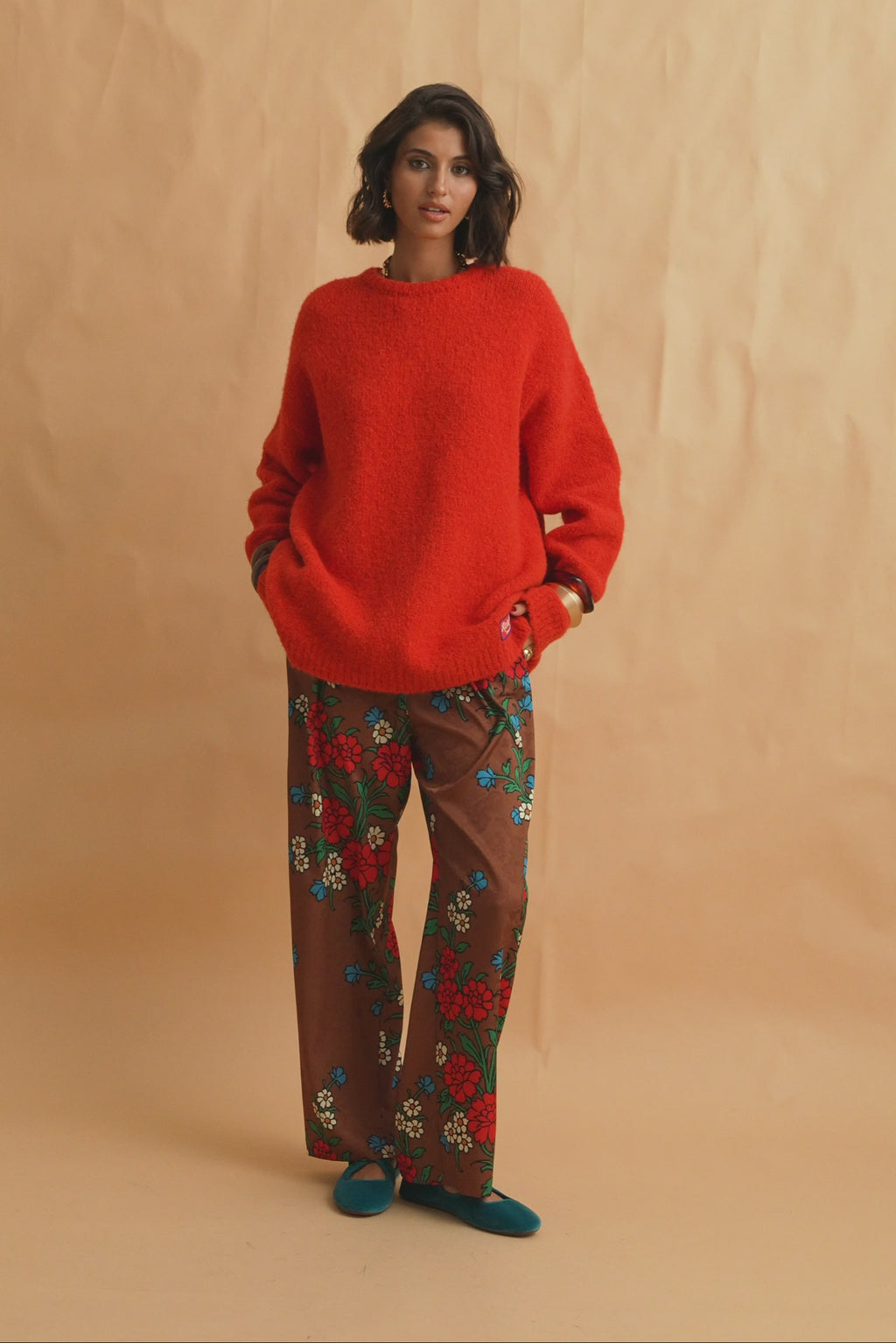 karavan clothing fashion fall winter 25 homecoming collection effie trousers brown red floral