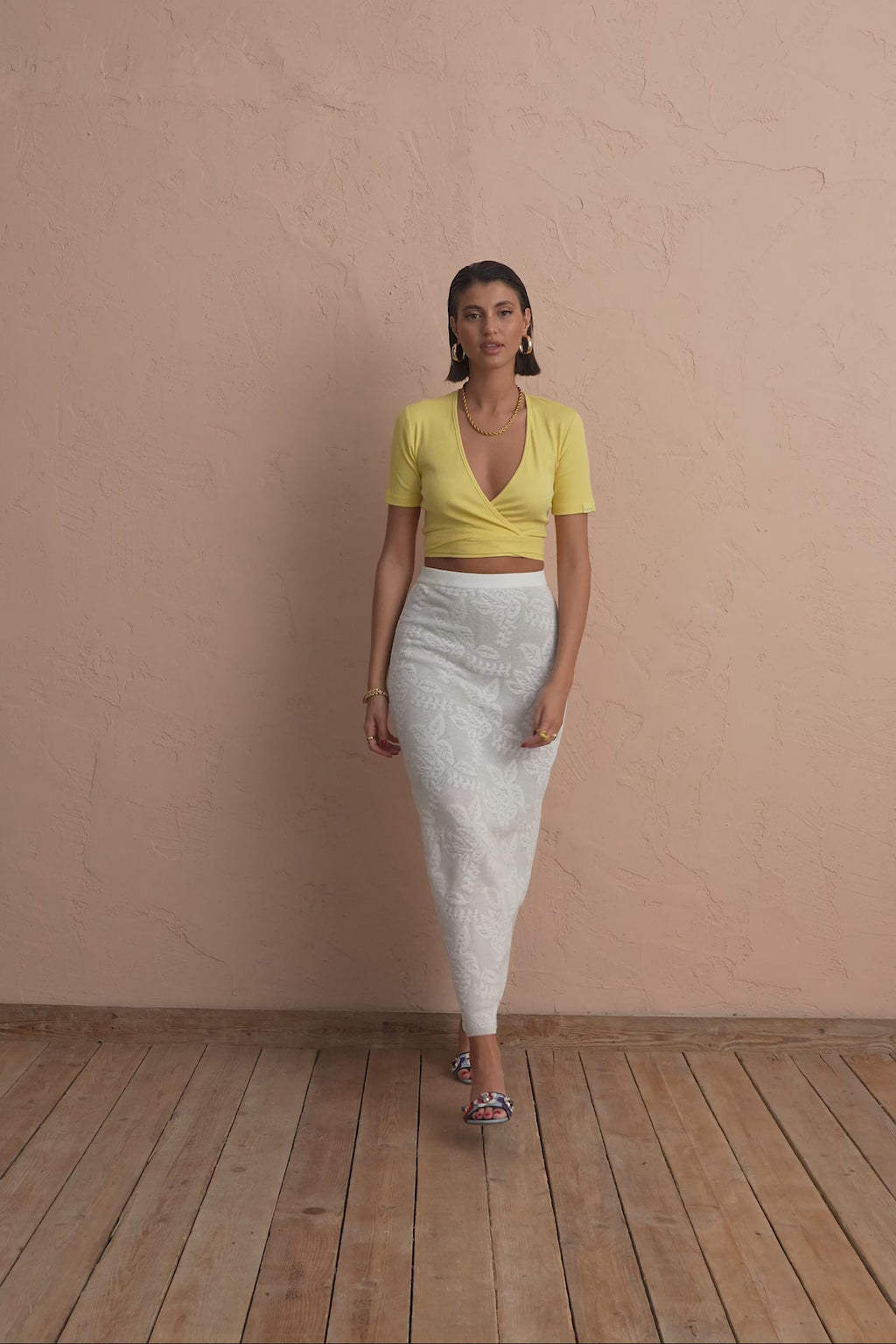 karavan clothing fashion spring summer 25 krvn mira knitted skirt white