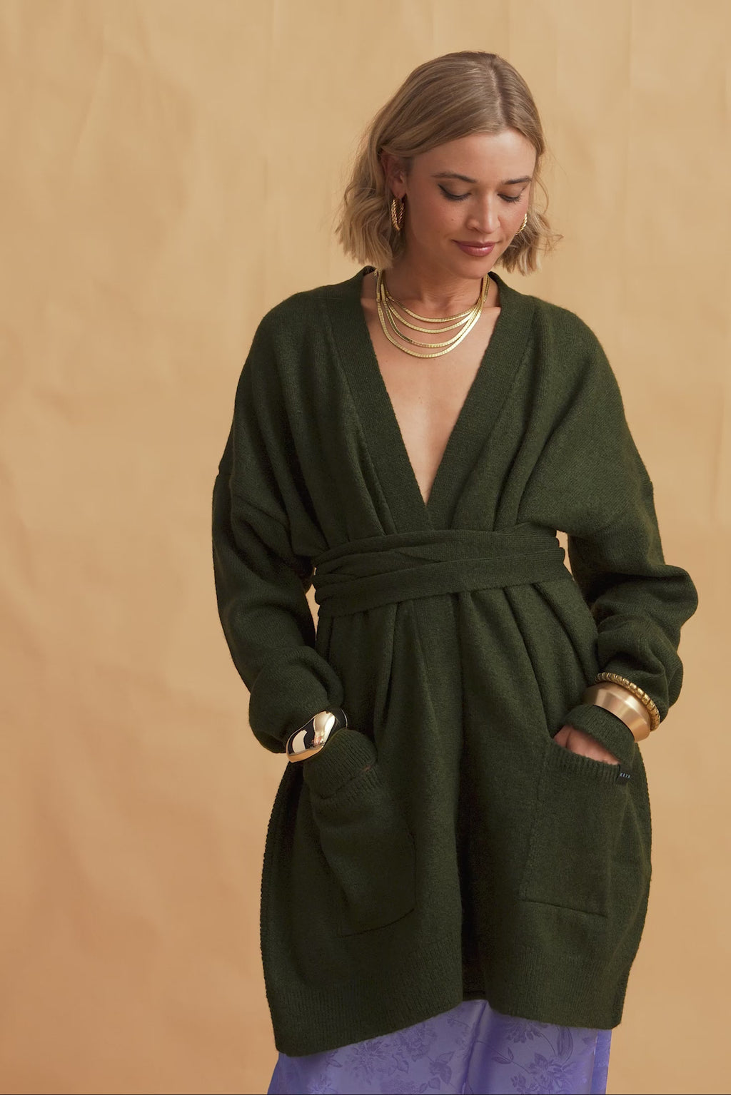 karavan clothing fashion fall winter 25 homecoming krvn collection darcy knitted cardigan khaki