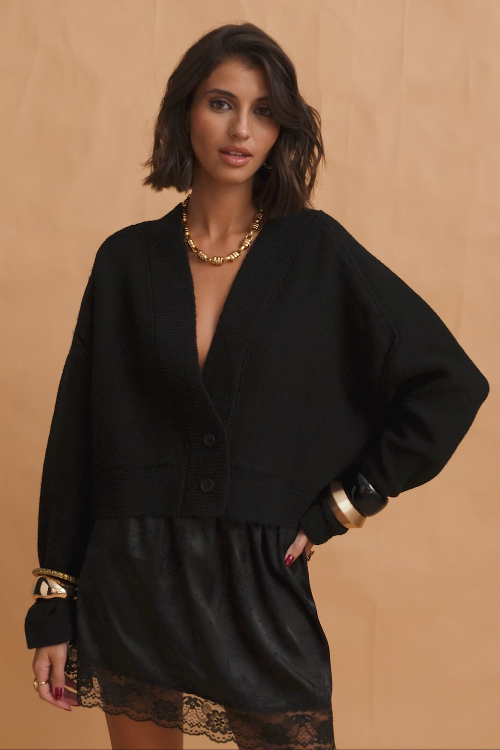 karavan clothing fashion fall winter 25 homecoming krvn collection maeve knitted cardigan black