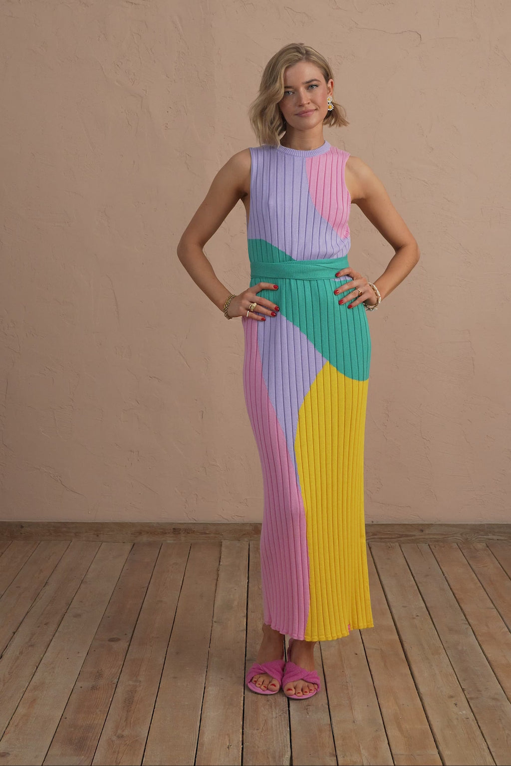 karavan clothing fashion spring summer 25 ludovica knitted dress lilac multicolor