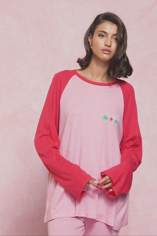 karavan loungewear planet fall winter 26' collection sousou longsleeve red pink