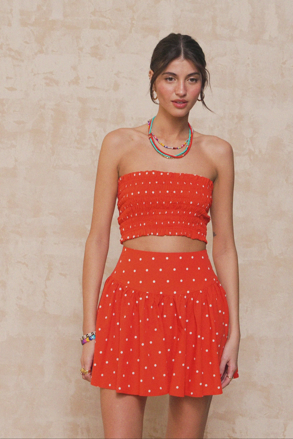 karavan clothing fashion spring summer 26 nai collection nori crop top polka red
