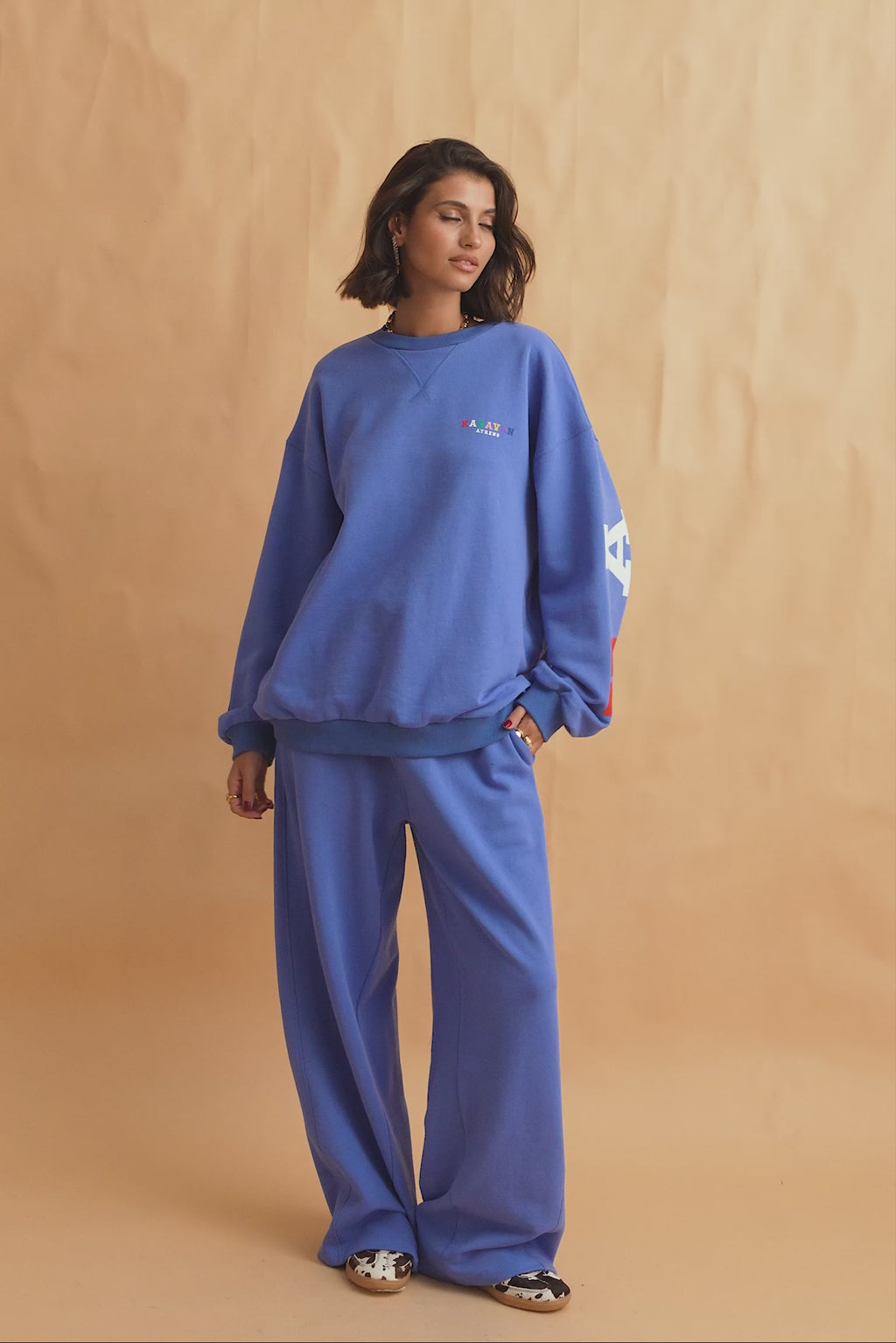 karavan clothing fashion fall winter 25 homecoming collection pam crewneck sweatshirt blue