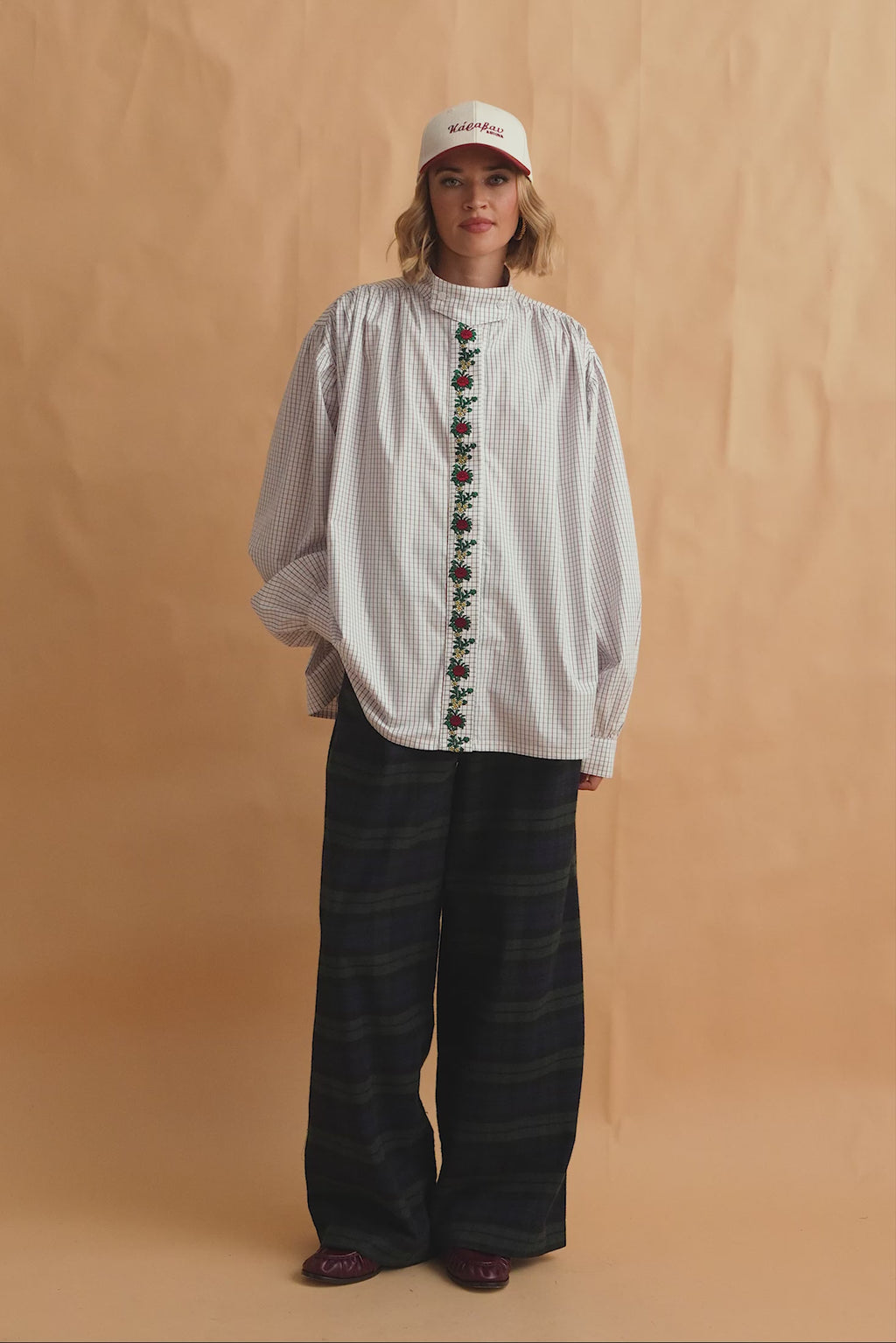 karavan clothing fashion fall winter 25 homecoming collection livia trousers checked blue