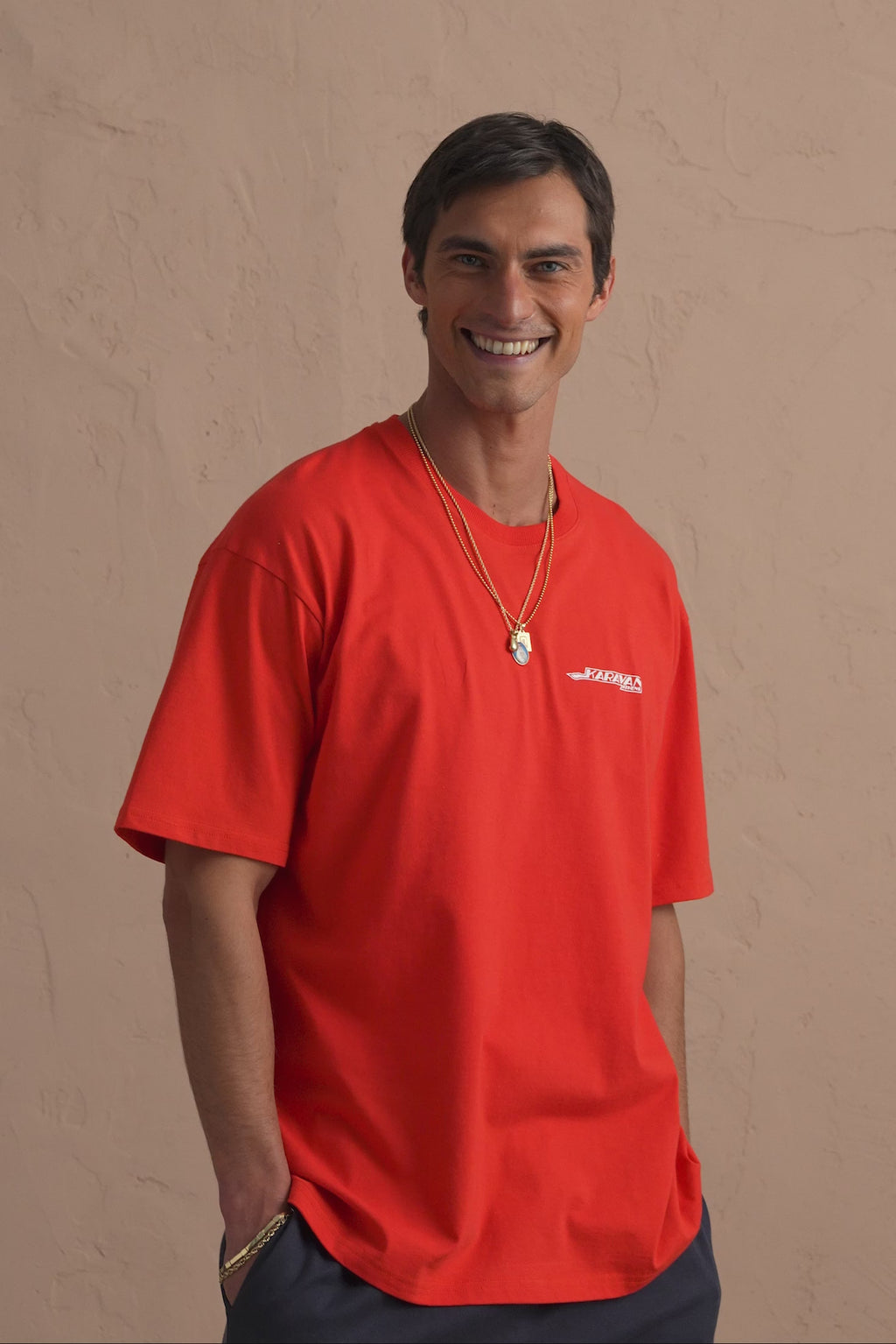 karavan clothing tosa kalokairia spring summer 25 men collection ricardo tee red