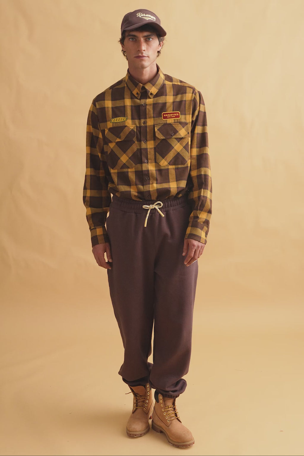 karavan clothing fashion fall winter 25 homecoming men collection andres sweatpants brown