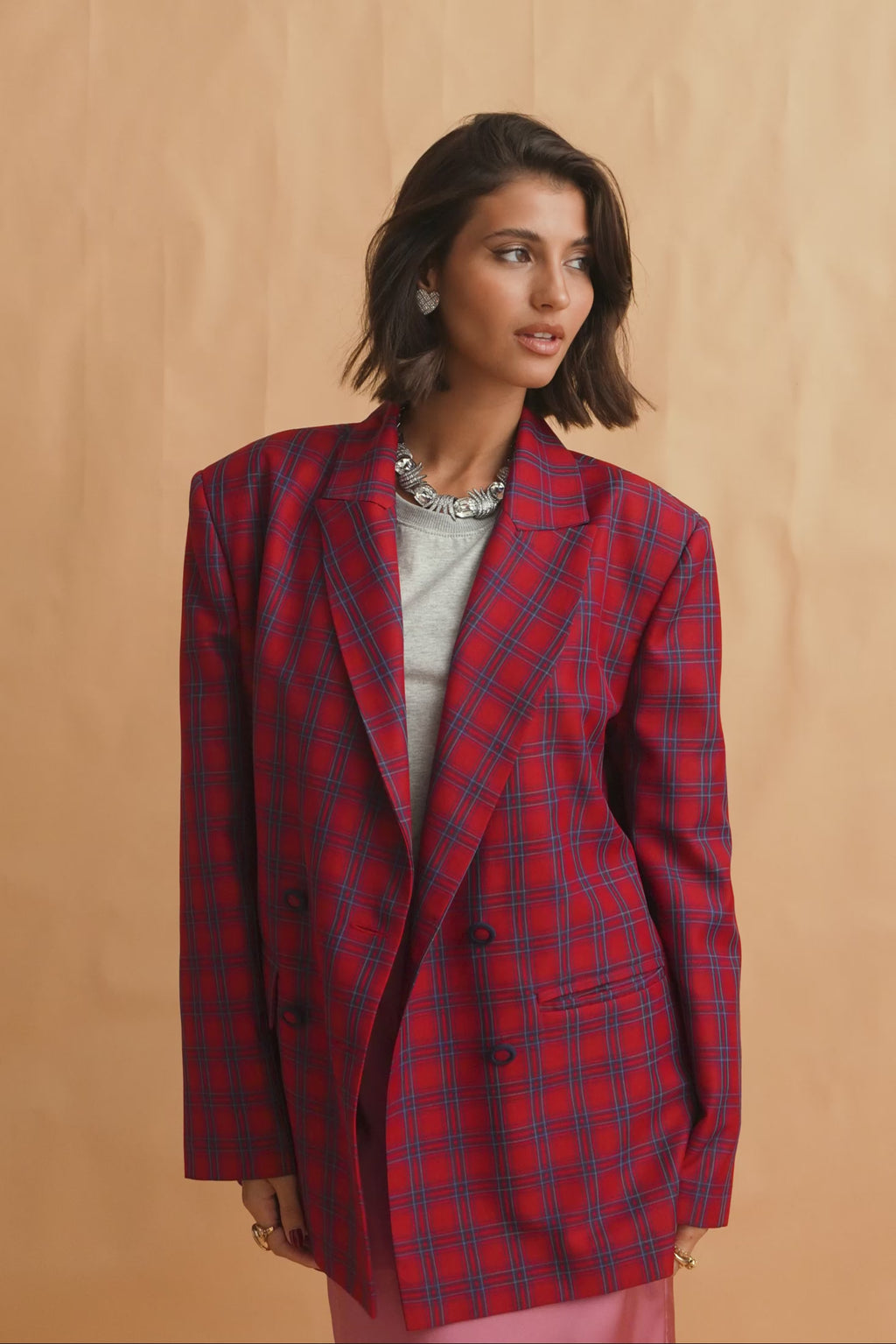 karavan clothing fashion fall winter 25 homecoming collection gwen blazer checked red
