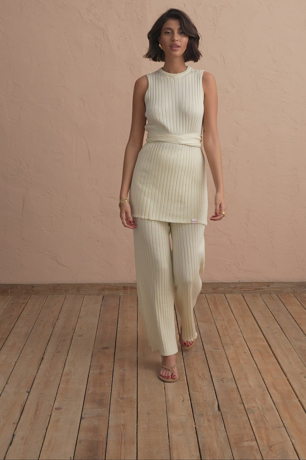 karavan clothing fashion spring summer 25 krvn krista knitted trousers ivory
