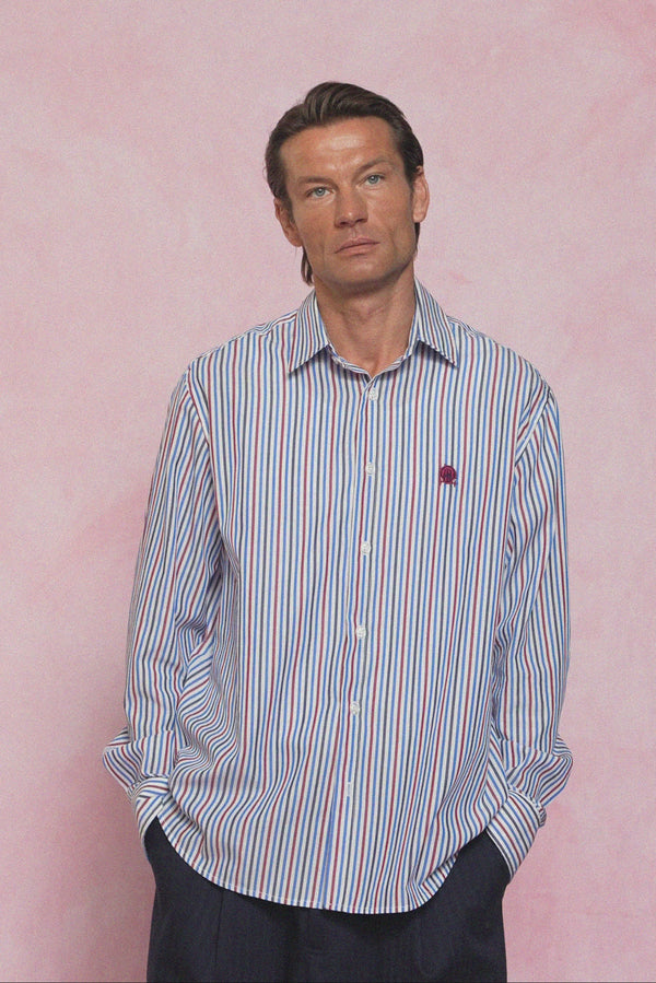 karavan men fall winter 26' collection bobby shirt blue bordeaux