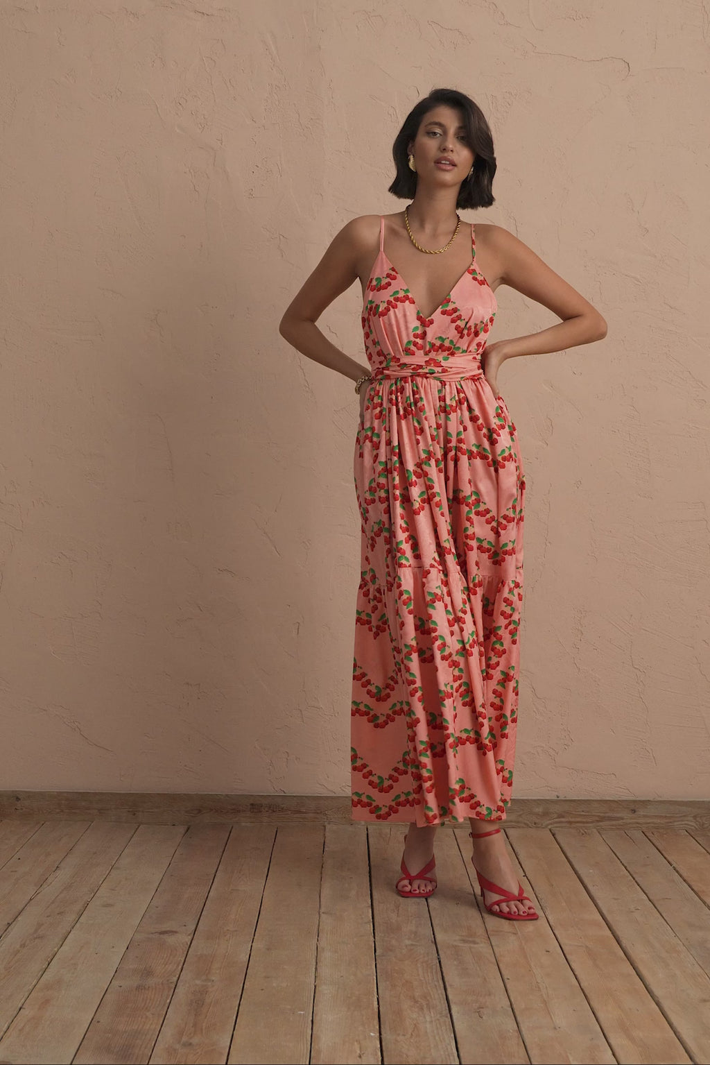 karavan clothing fashion spring summer 25 isha dress pink cherries