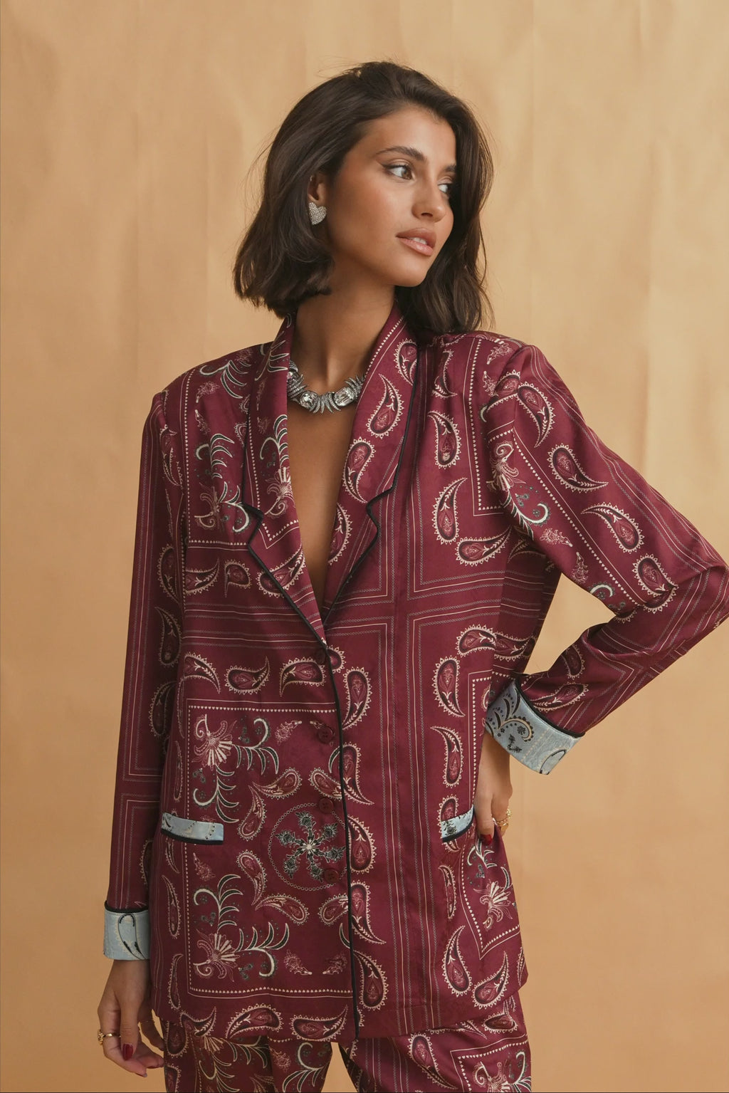karavan clothing fashion fall winter 25 homecoming collection evelina shirt bordeaux paisley