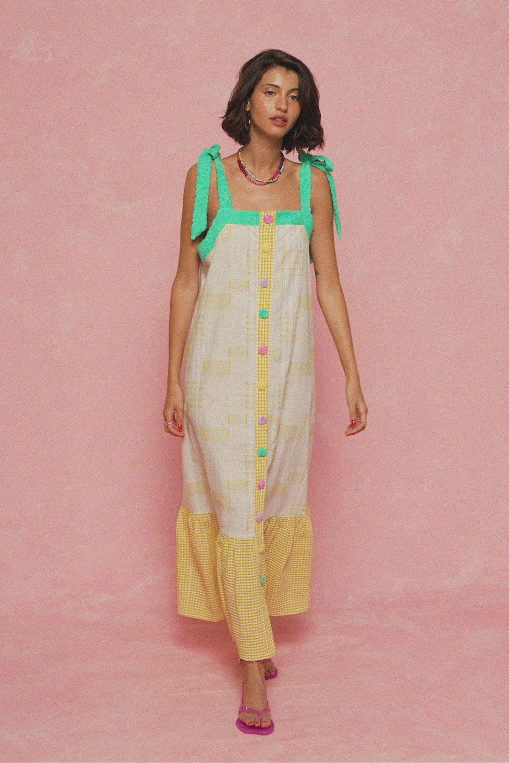 karavan clothing fashion spring summer 26 nai weekendwear collection aelia dress checked yellow