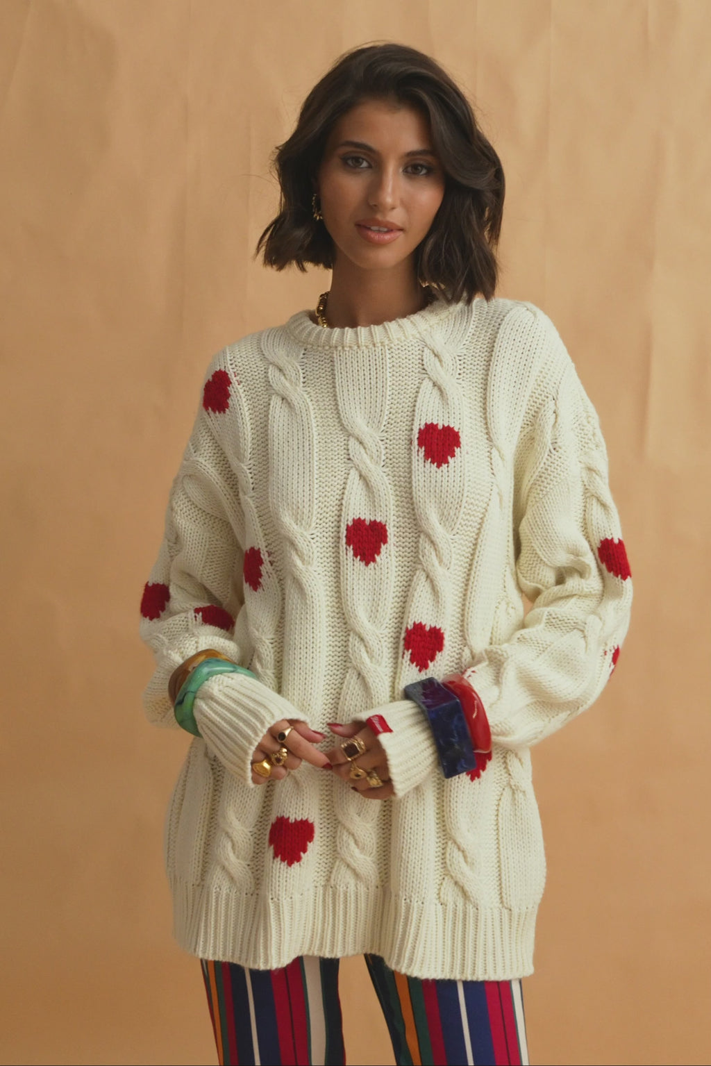 karavan clothing fashion fall winter 25 homecoming krvn collection marlee pullover ivory red hearts