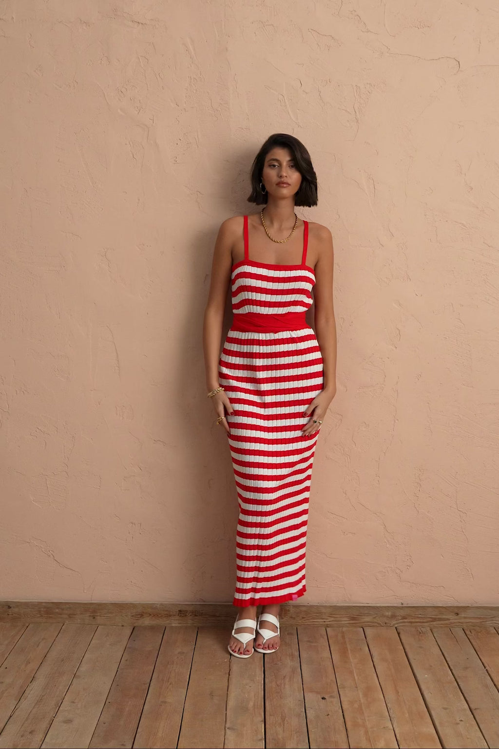 karavan clothing fashion spring summer 25 gabriella knitted dress pink red stripes