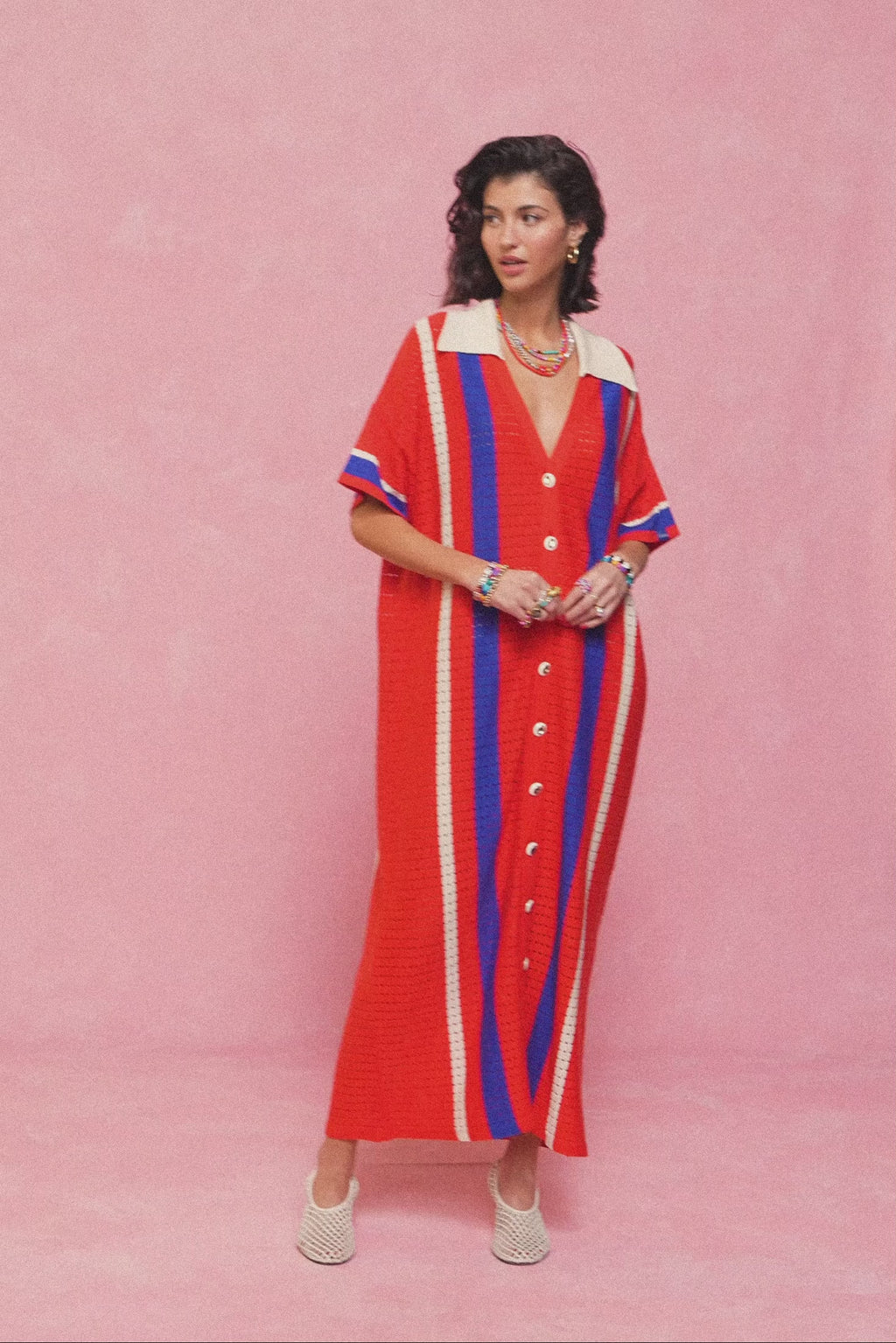 karavan clothing fashion spring summer 26 nai collection faith knitted dress red blue