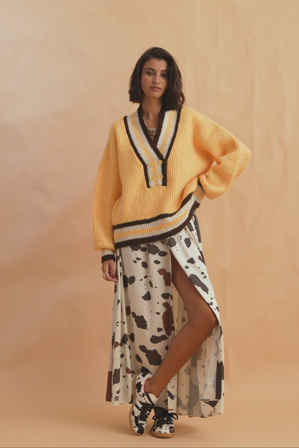 karavan clothing fashion fall winter 25 homecoming collection wesley skirt cow brown