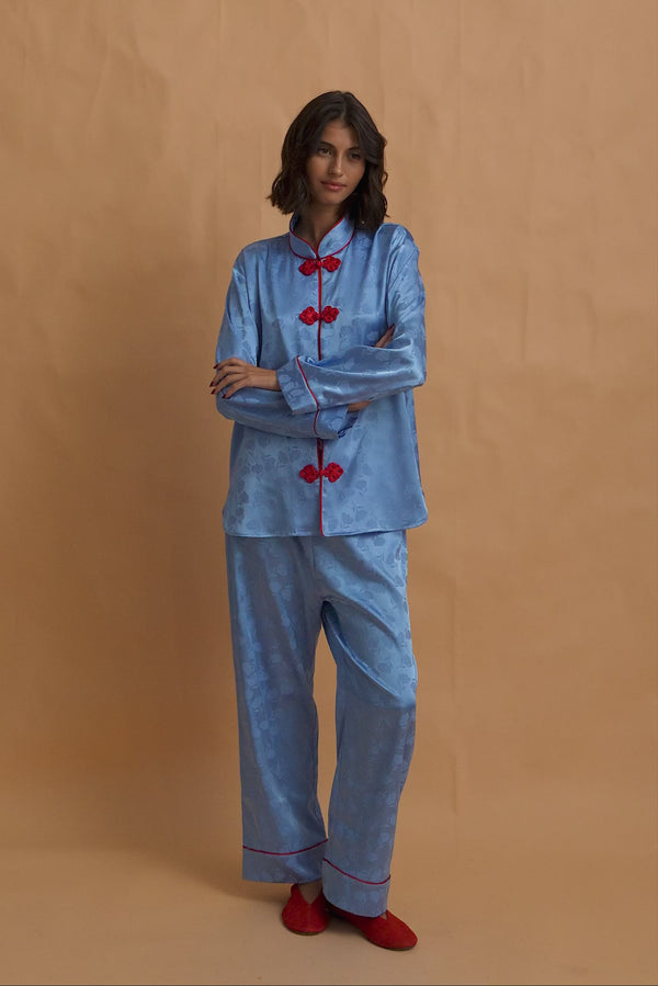 karavan clothing fashion fall winter 25 homecoming homeware collection mandarin shirt light blue