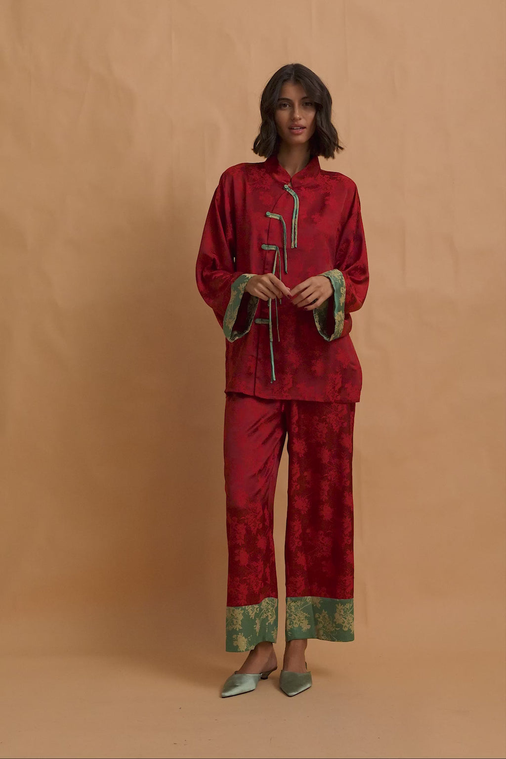 karavan clothing fashion fall winter 25 homecoming homeware collection mandarin pants red