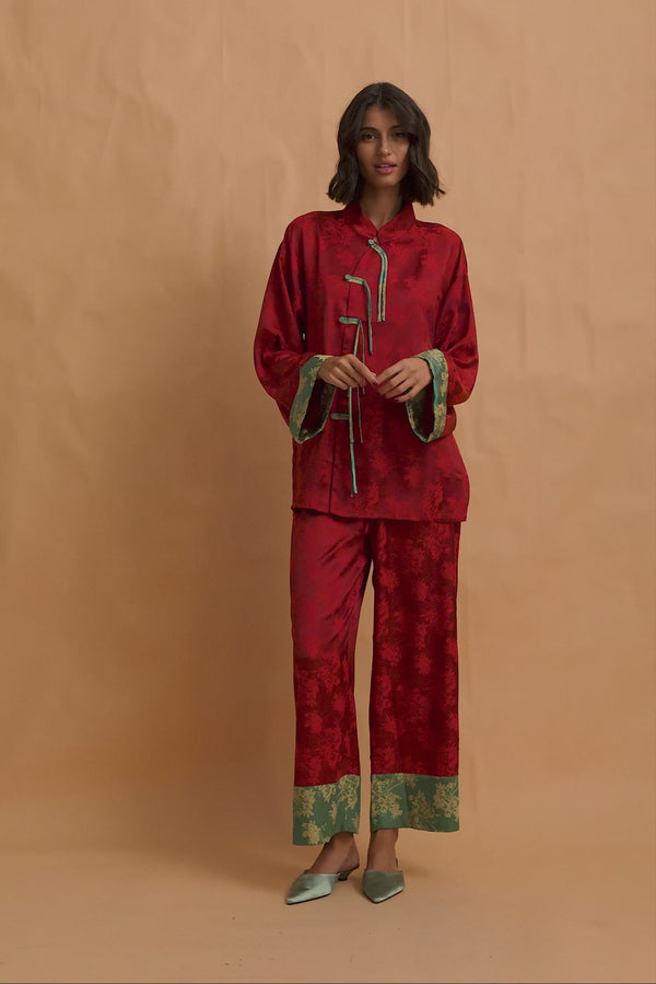 karavan clothing fashion fall winter 25 homecoming homeware collection mandarin pants red