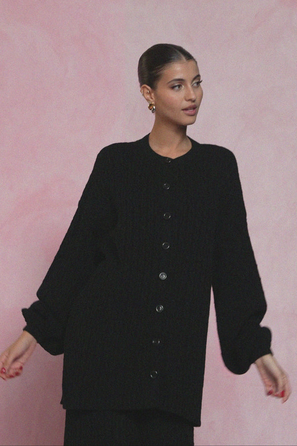 karavan fall winter 26' collection manuela knitted cardigan black