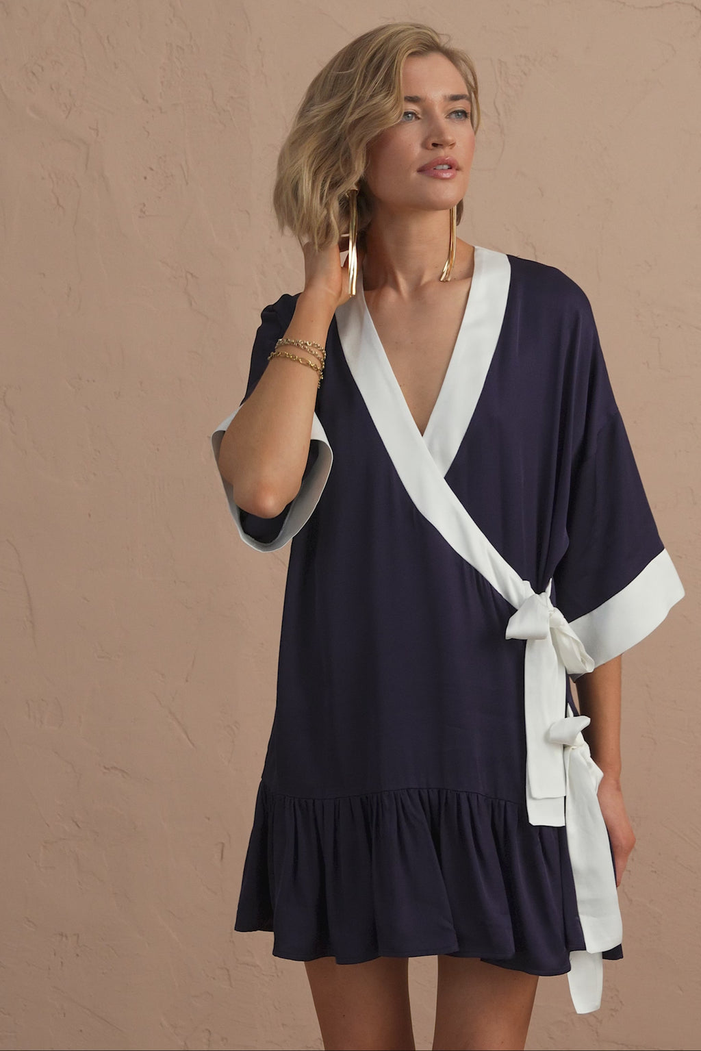 karavan clothing fashion spring summer 25 tessa mini dress navy blue white