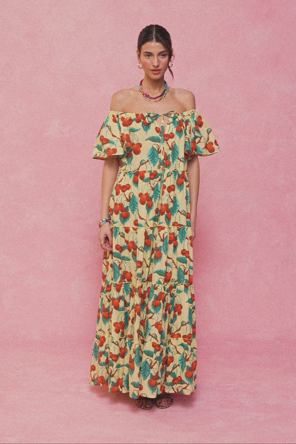 karavan clothing fashion spring summer 26 nai collection rosetta dress cherries yellow