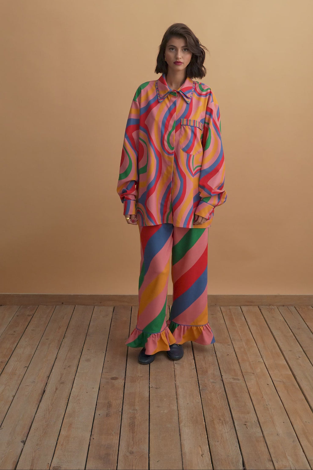 karavan clothing fashion well i did fall winter 24 25 cassandra trousers pink stripes