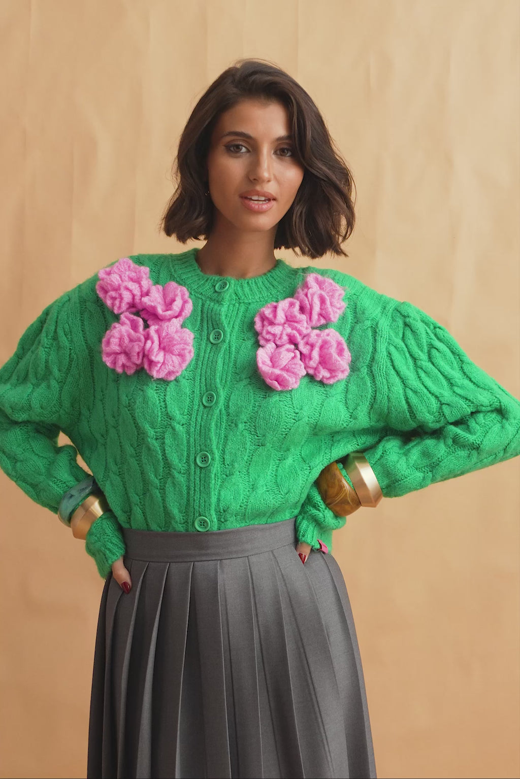 karavan clothing fashion fall winter 25 homecoming collection leslie cardigan green