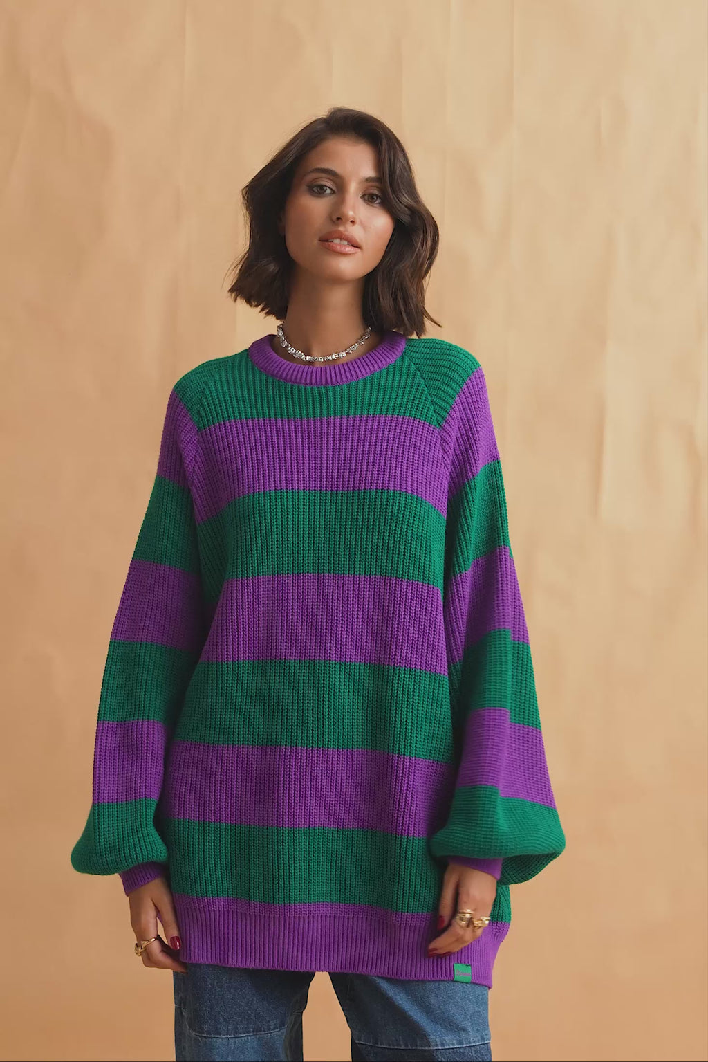 karavan clothing fashion fall winter 25 homecoming collection adeline pullover green purple stripes