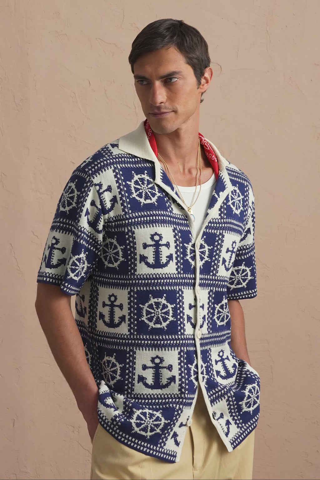 karavan clothing tosa kalokairia spring summer 25 men collection enez knitted shirt blue