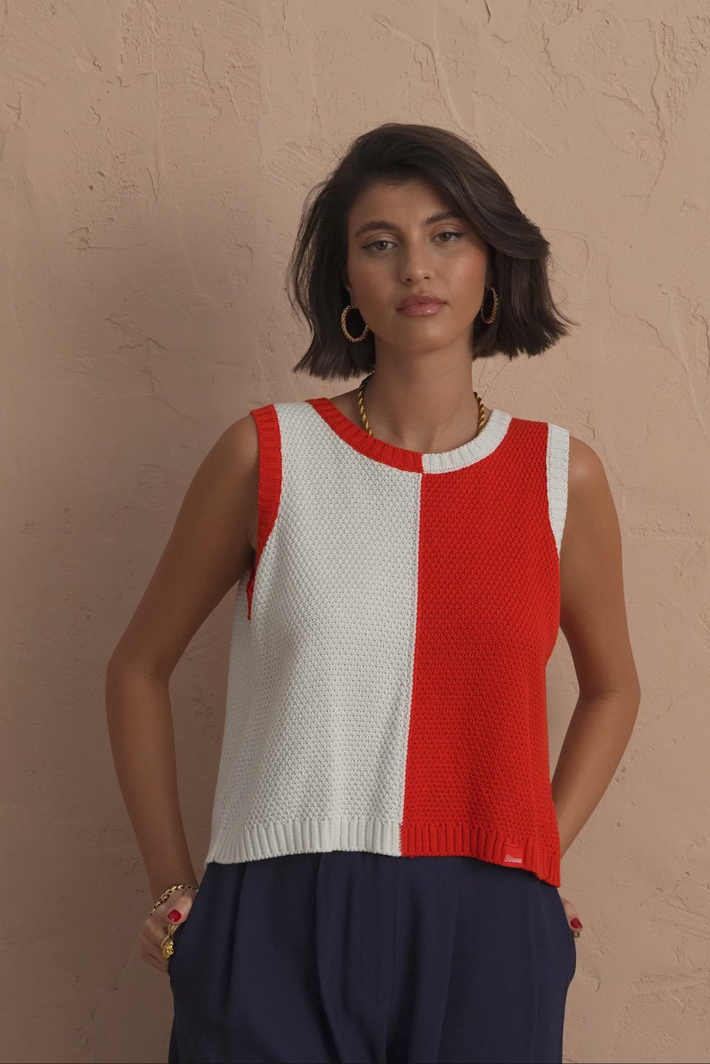 karavan clothing fashion spring summer 25 sherry knitted top red white