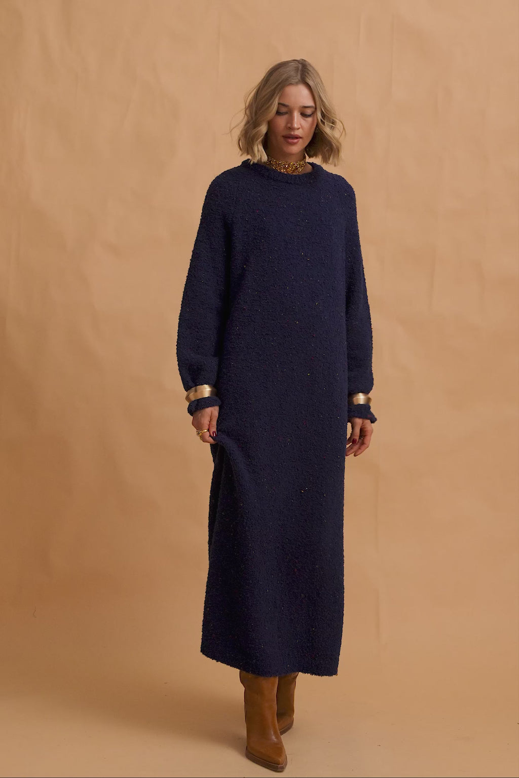 karavan clothing fashion fall winter 25 homecoming collection lorena knitted dress blue