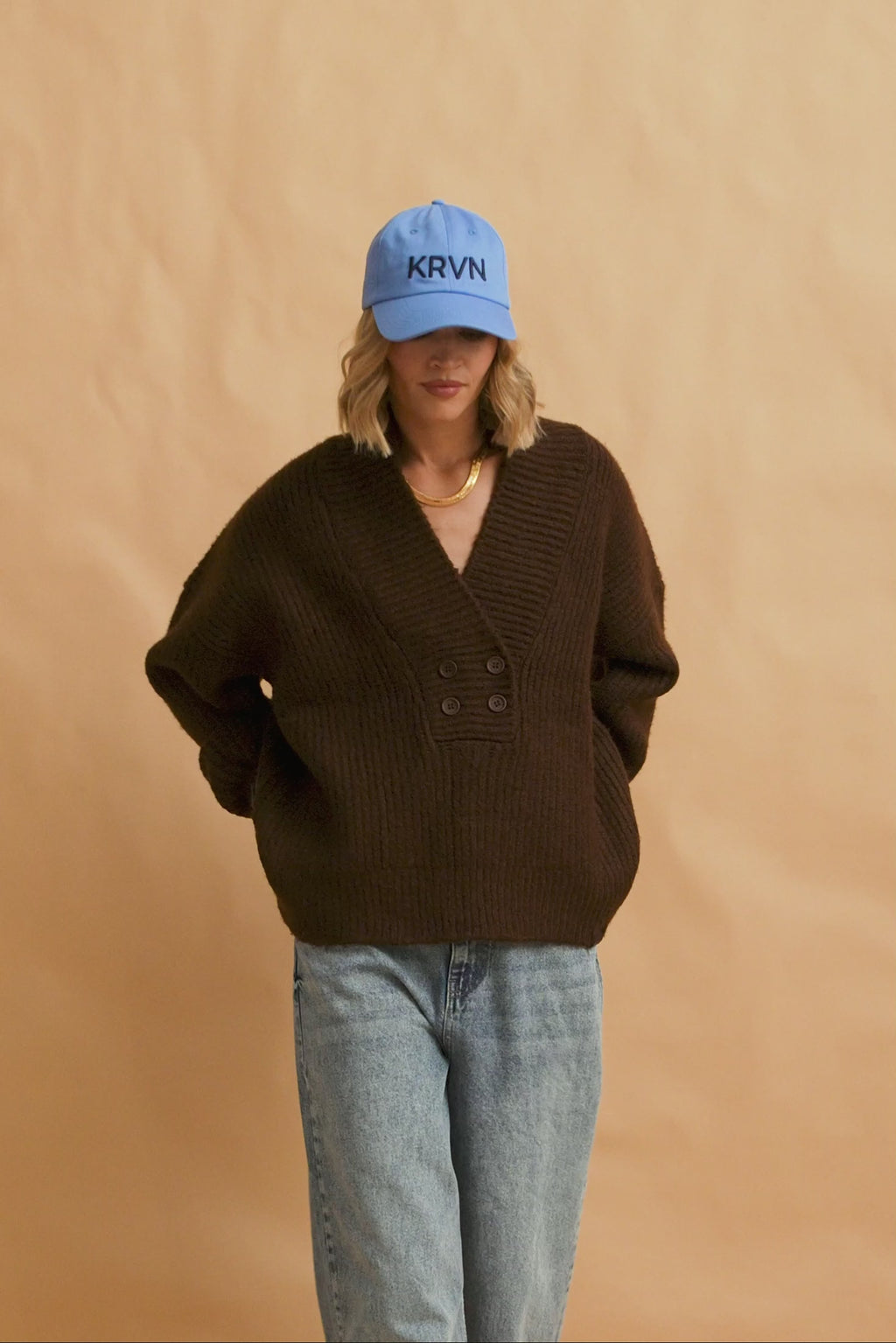 karavan clothing fashion fall winter 25 homecoming krvn collection harper knitted sweater brown