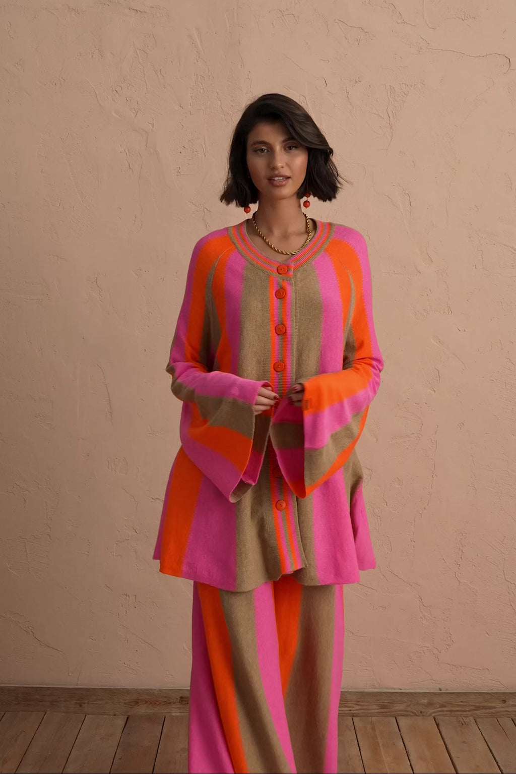 karavan clothing fashion spring summer 25 cezilia knitted cardigan pink orange