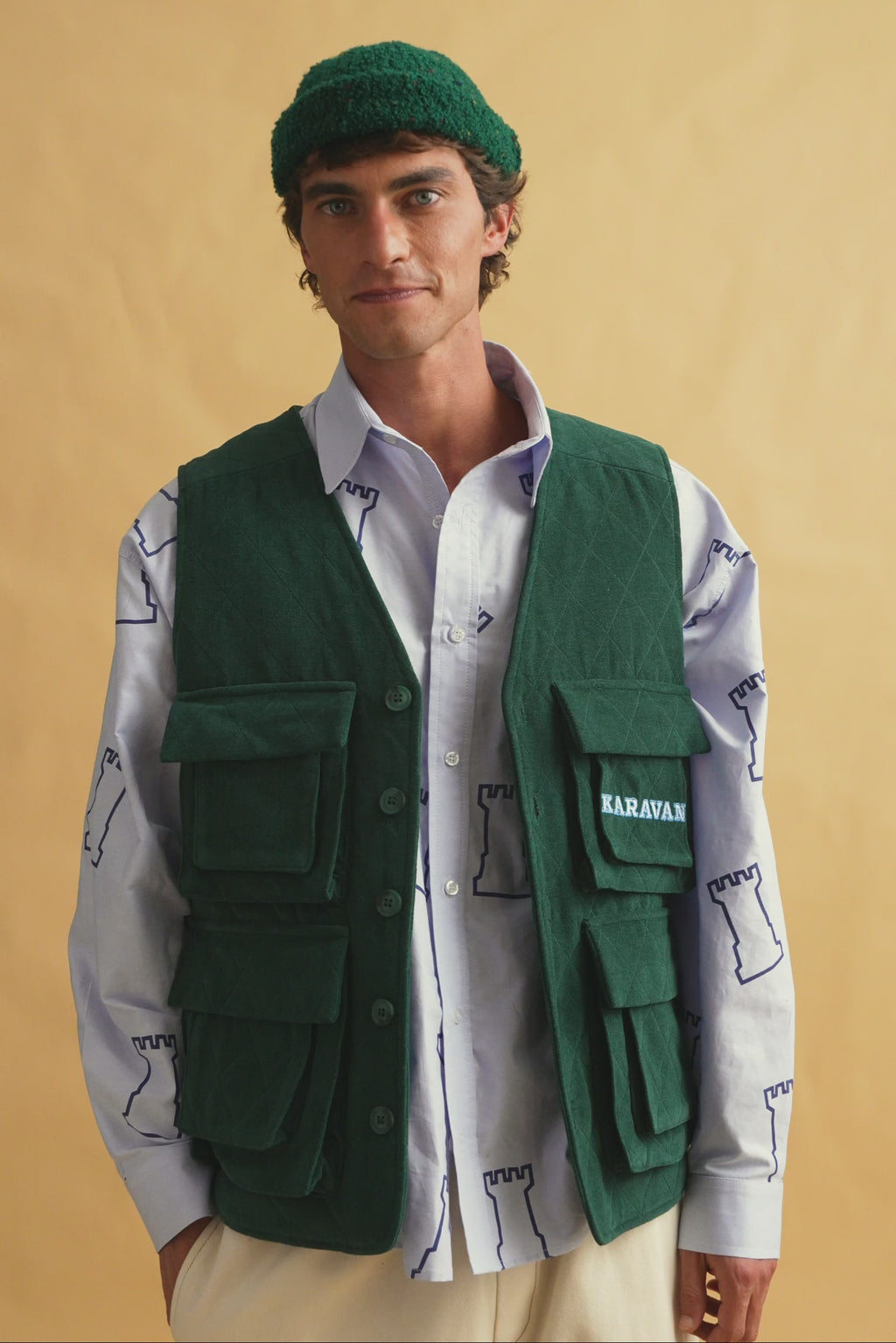 karavan clothing fashion fall winter 25 homecoming men collection arthur vest pine grove green
