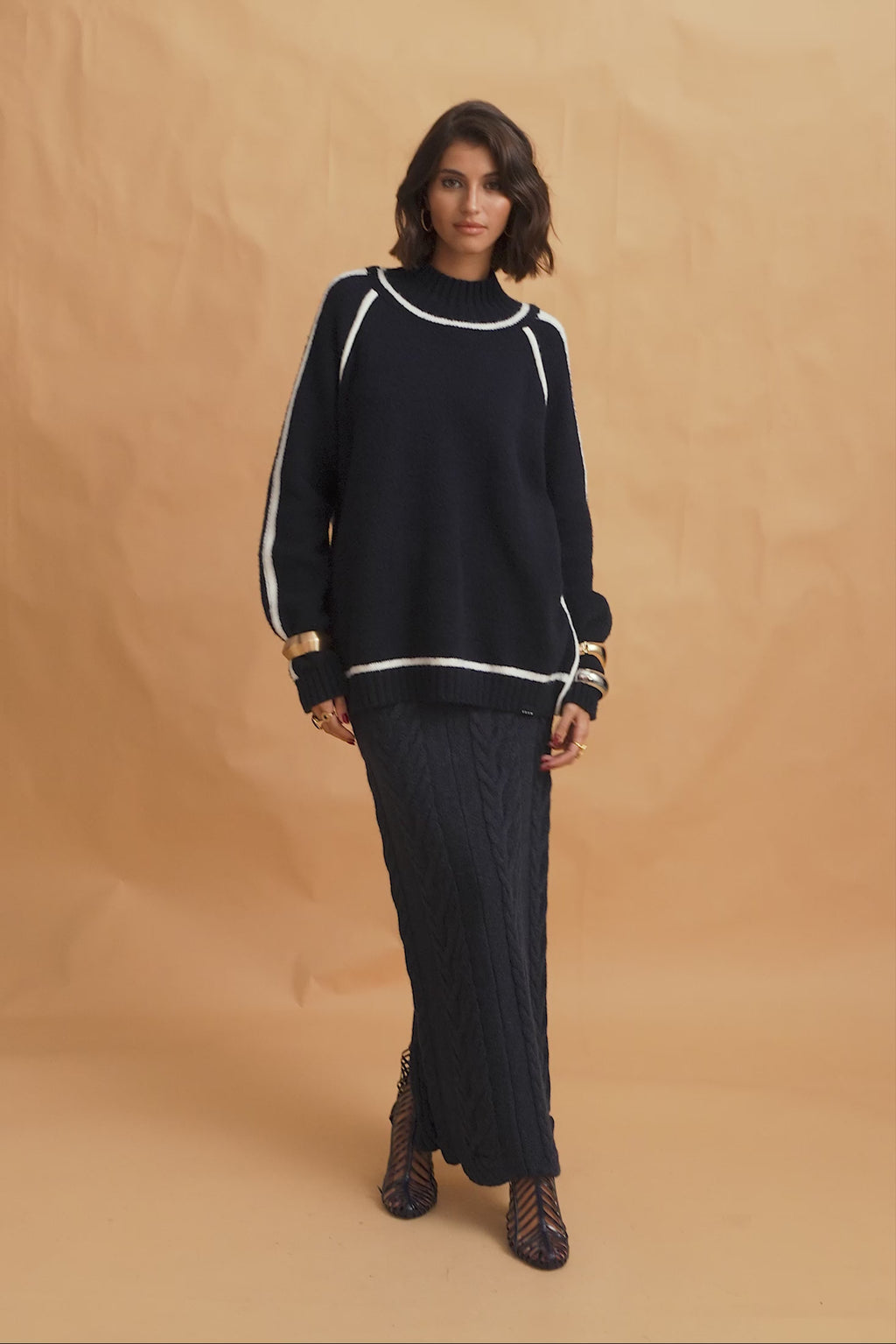 karavan clothing fashion fall winter 25 homecoming krvn collection clara knitted skirt blue