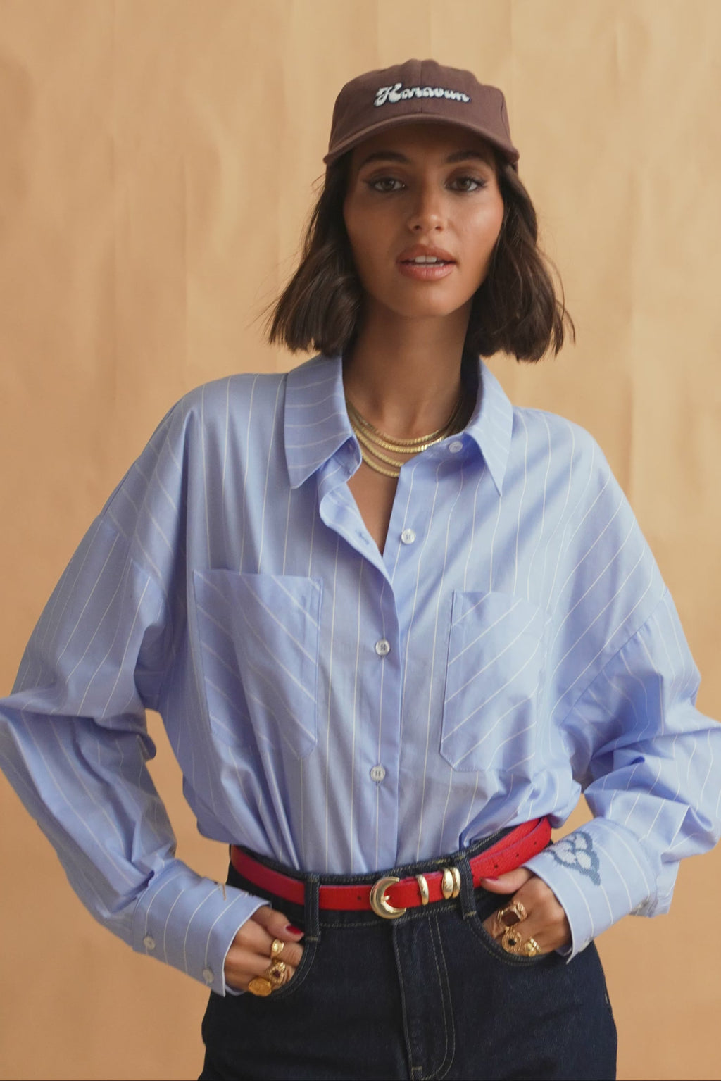 karavan clothing fashion fall winter 25 homecoming collection ariana shirt blue