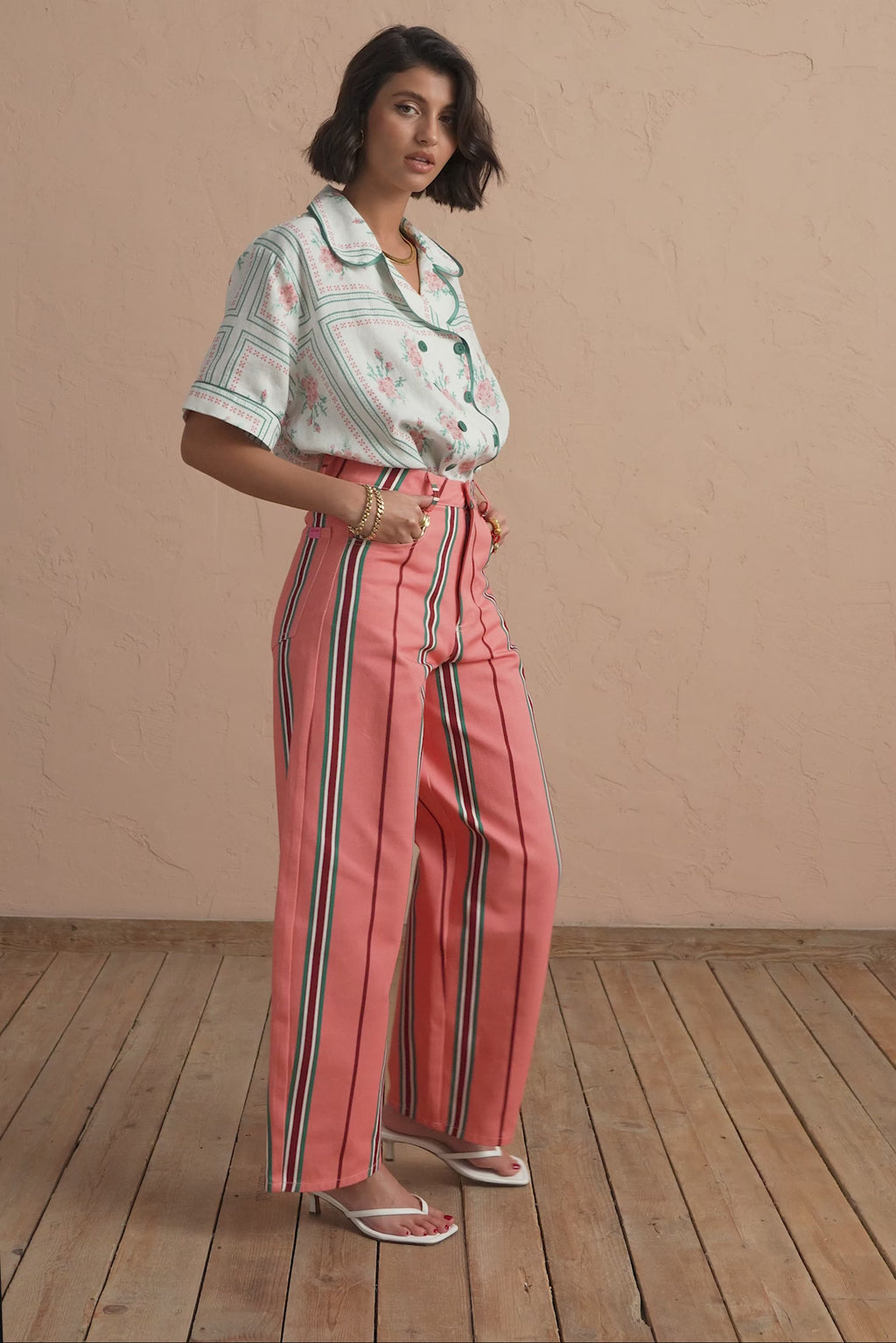 karavan clothing fashion spring summer 25 rosalind trousers beige brown stripes