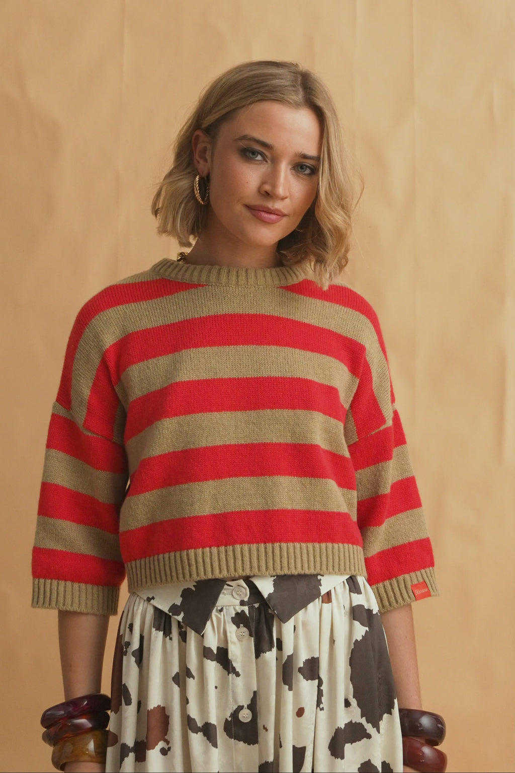 karavan clothing fashion fall winter 25 homecoming collection sienna knitted top coral beige