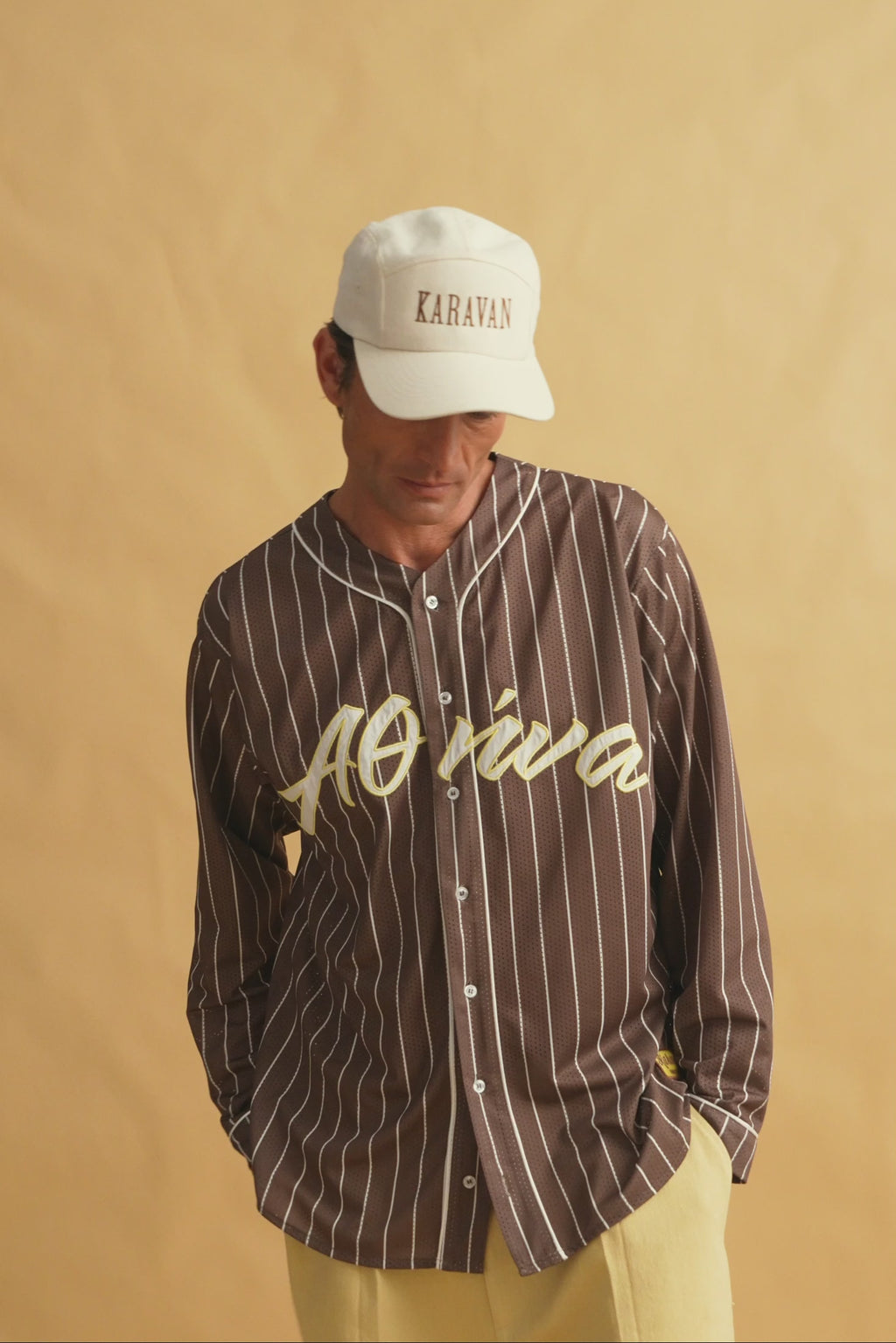 karavan clothing fashion fall winter 25 homecoming men collection luke baseball shirt brown