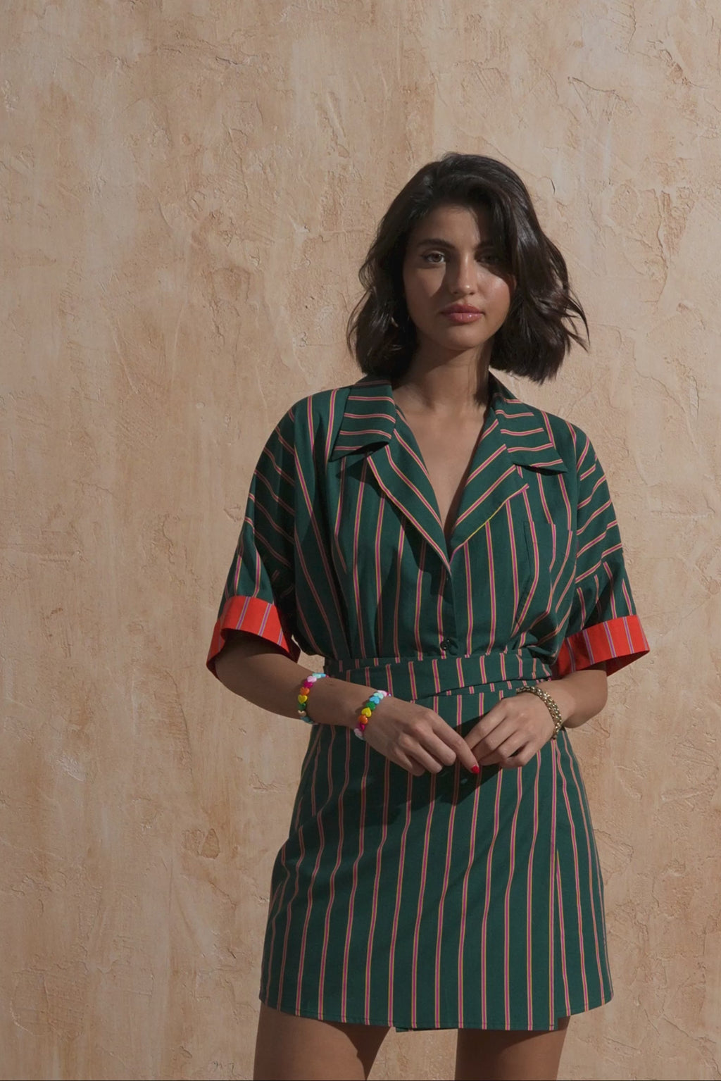 karavan clothing fashion spring summer 25 weekendwear leona shirt emerald stripes