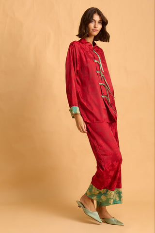 karavan clothing fashion fall winter 25 homecoming homeware collection mandarin shirt red