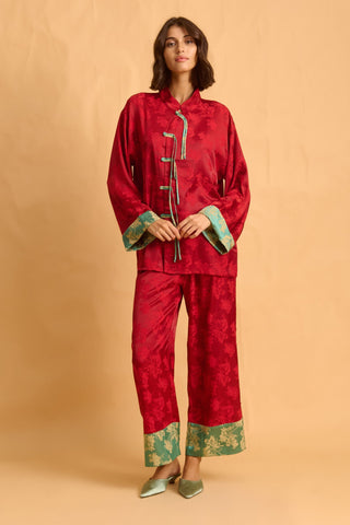 karavan clothing fashion fall winter 25 homecoming homeware collection mandarin shirt red