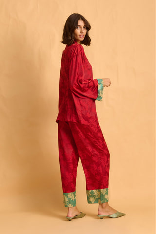 karavan clothing fashion fall winter 25 homecoming homeware collection mandarin shirt red