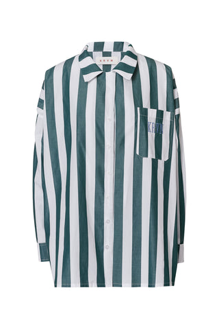 karavan clothing fashion fall winter 25 homecoming krvn collection ricarda shirt green stripes
